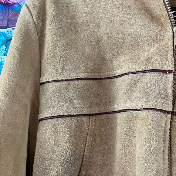 Vintage Studio 33 Leather Acrylic Pile Lined Hooded Coat Western Size XL - Picture 5 of 7